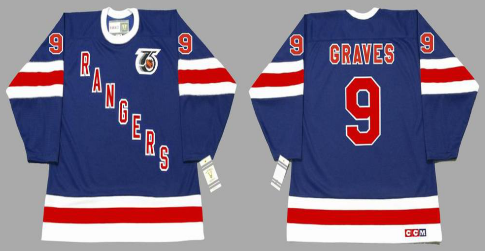 2019 Men New York Rangers 9 Graves blue style 2 CCM NHL jerseys